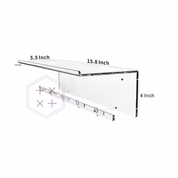 40cm Clear Acrylic Floating Wall Mounted Shelves for Bedroom