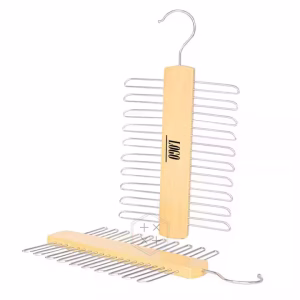 20 Pcs Custom logo Wooden Display Silk Tie Necktie Hanger for Clothing Store Use