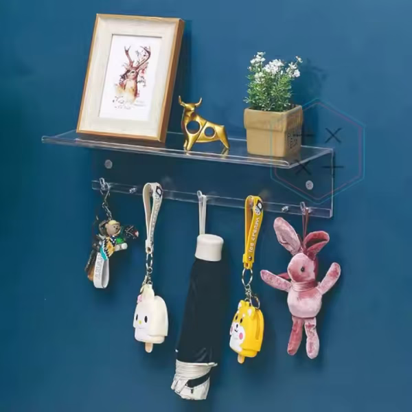 40cm Clear Acrylic Floating Wall Mounted Shelves for Bedroom - Image 4