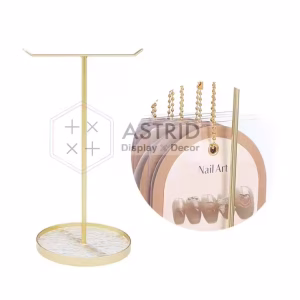Golden T Steel Acrylic Base Holder Stand Polish Sample Card Nail Display for Store Retail Home