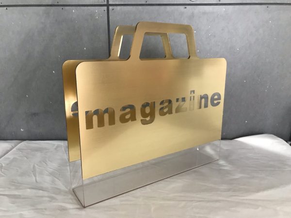 Gold Acrylic Customize Logo Display Stand with Haundle