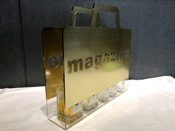 Gold Acrylic Customize Logo Display Stand with Haundle - Image 9