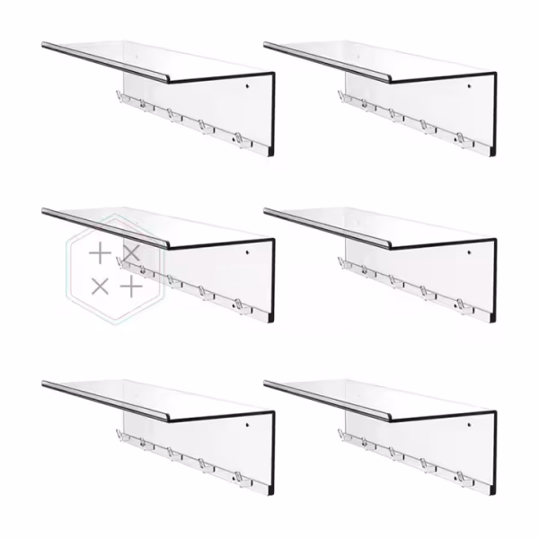 40cm Clear Acrylic Floating Wall Mounted Shelves for Bedroom - Image 2
