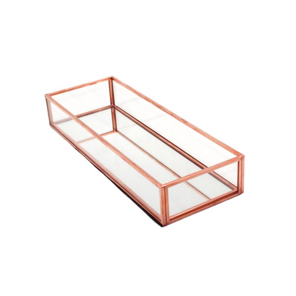 Rose Gold Modern Golden Mirror Bottom Display Tray