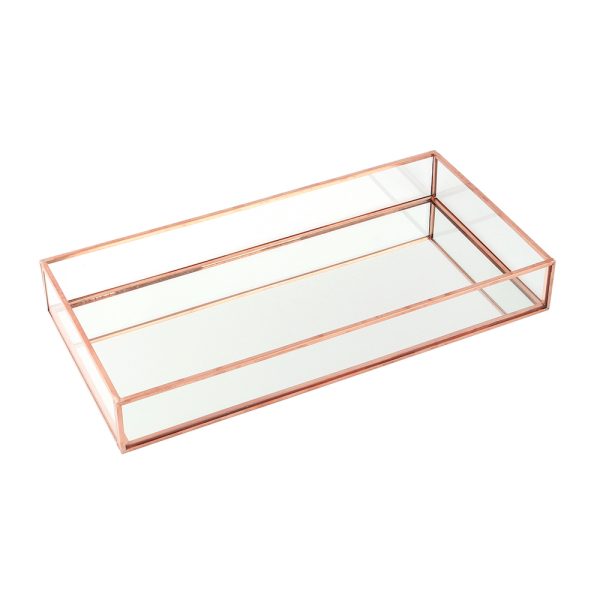 Rose Gold Small Modern Golden Mirror Bottom Tray