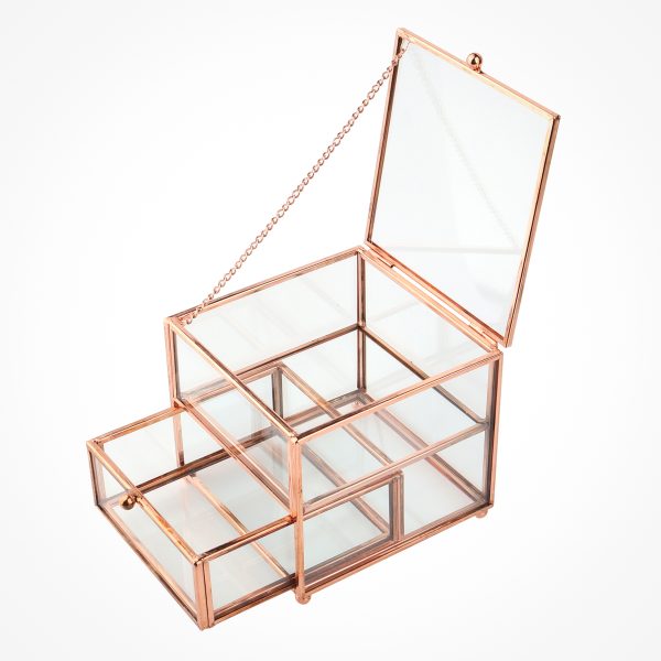 Rose Gold Cube Elegant Cover Jewelry Display Case