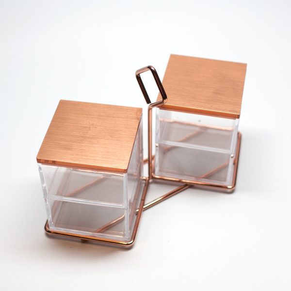 Rose Gold Square Acrylic Cotton Holders Case - Image 10