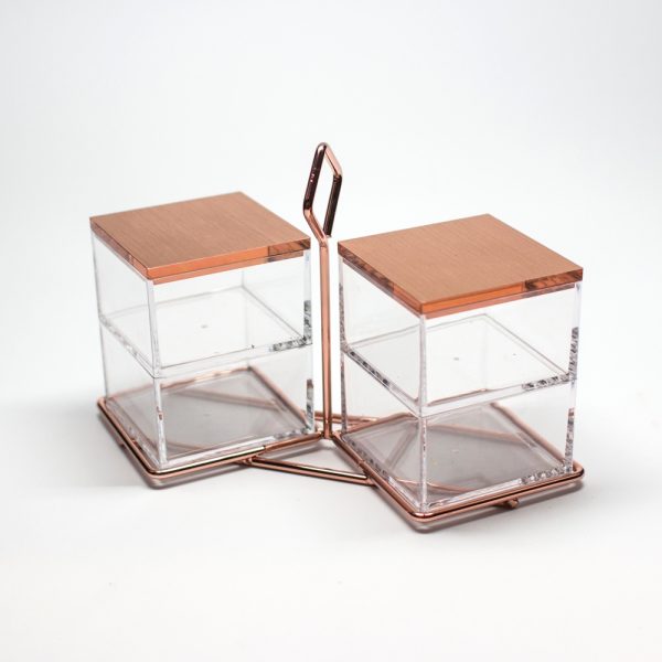 Rose Gold Square Acrylic Cotton Holders Case - Image 11