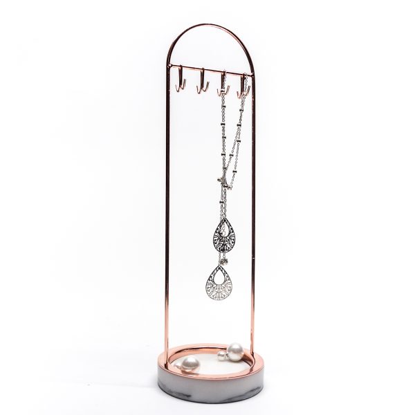 Rose Gold Large Marble Hanging Necklace Display Rack - Image 2