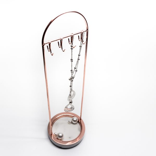Rose Gold Large Marble Hanging Necklace Display Rack - Image 3