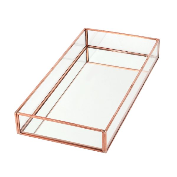 Rose Gold Small Modern Golden Mirror Bottom Tray - Image 6