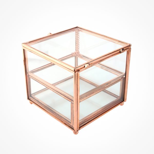 Rose Gold Cube Elegant Cover Jewelry Display Case - Image 3