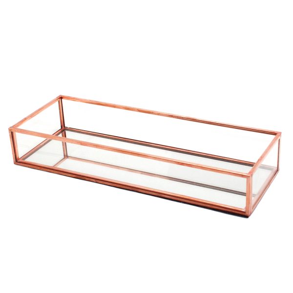 Rose Gold Modern Golden Mirror Bottom Display Tray - Image 4