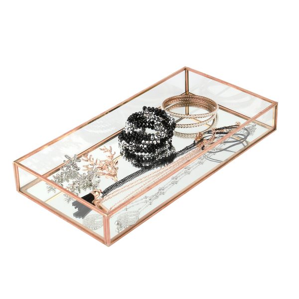 Rose Gold Small Modern Golden Mirror Bottom Tray - Image 5