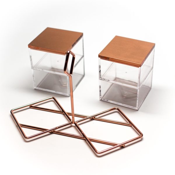 Rose Gold Square Acrylic Cotton Holders Case - Image 4