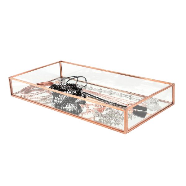 Rose Gold Small Modern Golden Mirror Bottom Tray - Image 4
