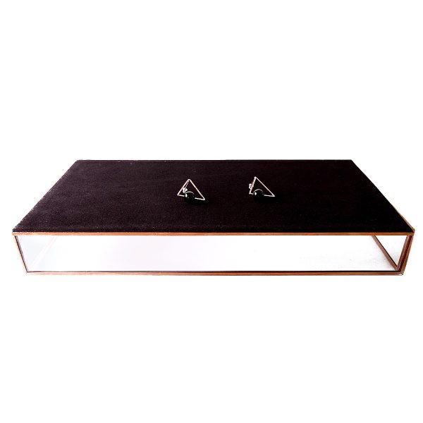 Rose Gold Small Modern Golden Mirror Bottom Tray - Image 3