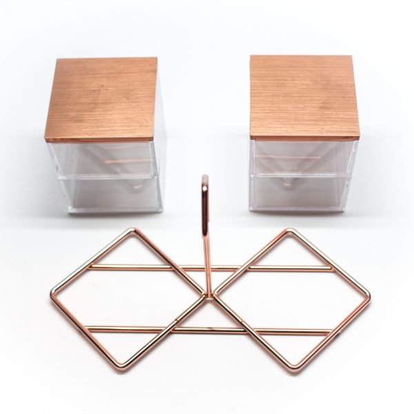 Rose Gold Square Acrylic Cotton Holders Case - Image 6