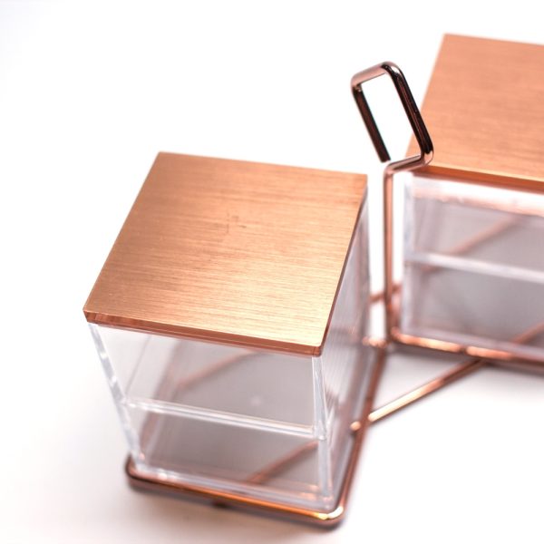 Rose Gold Square Acrylic Cotton Holders Case - Image 8