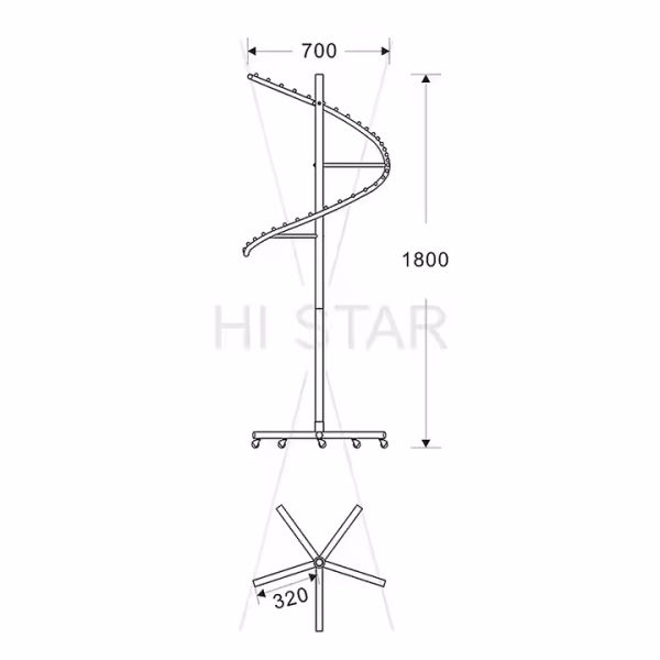 Wheels Spiral Garment Clothes Display Clothing Rack for Shop - Image 3