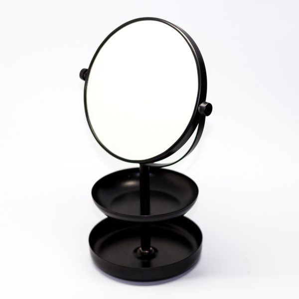 Black Tiers Jewelry Organizer Stand with Mirror