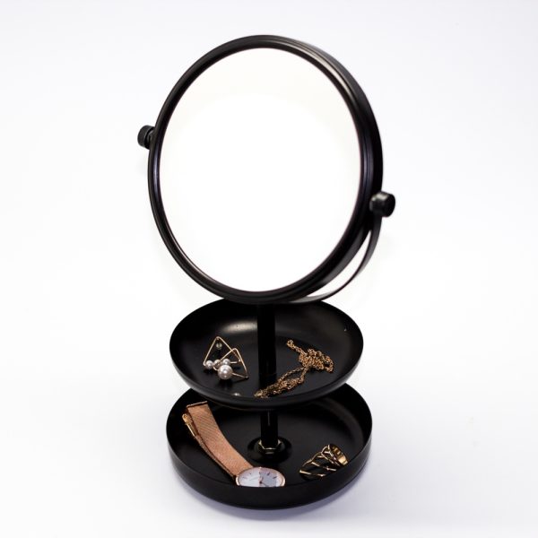 Black Tiers Jewelry Organizer Stand with Mirror - Image 5