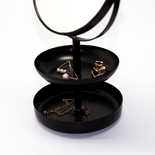 Black Tiers Jewelry Organizer Stand with Mirror - Image 6
