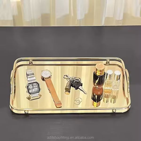 Luxury Rose Gold Steel Serving Earrings Jewelry Tray for Display - Image 2