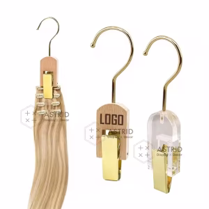 Astrid 18 CM W4CM Small Wooden Custom logo Clip Bag Hair Extension Hanger