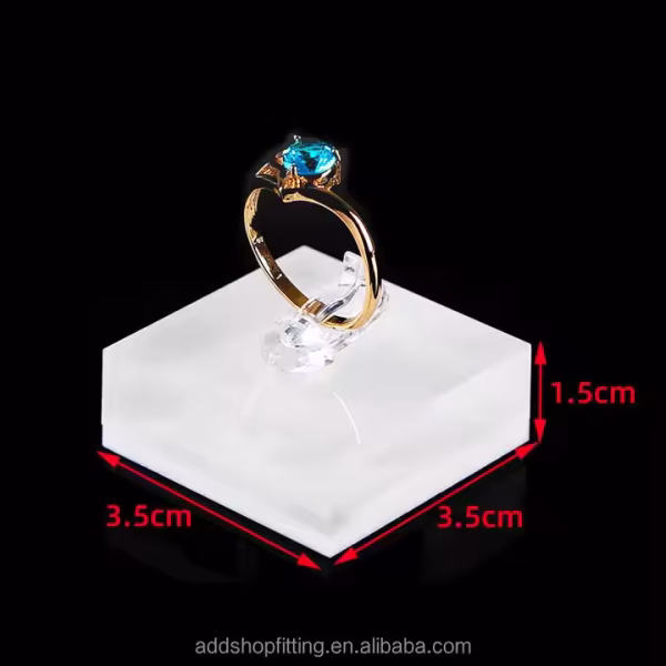 Solid Square Acrylic Jewelry Ring Holder for Store Display - Image 3