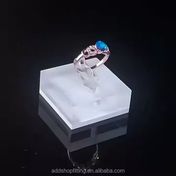 Solid Square Acrylic Jewelry Ring Holder for Store Display - Image 2