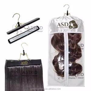 Astrid 29 X 60 cm Custom logo Hanger Display Satin Silk Fabric Extension Hair Wig Satin Bags