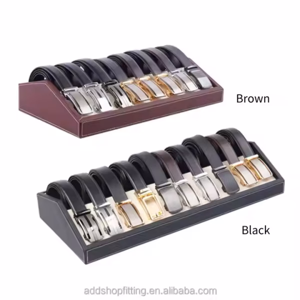 10 Grid Slots Luxury Leather case Organizer Belt Display Stand for Showcase Store Shop Display Home Storage - Image 2