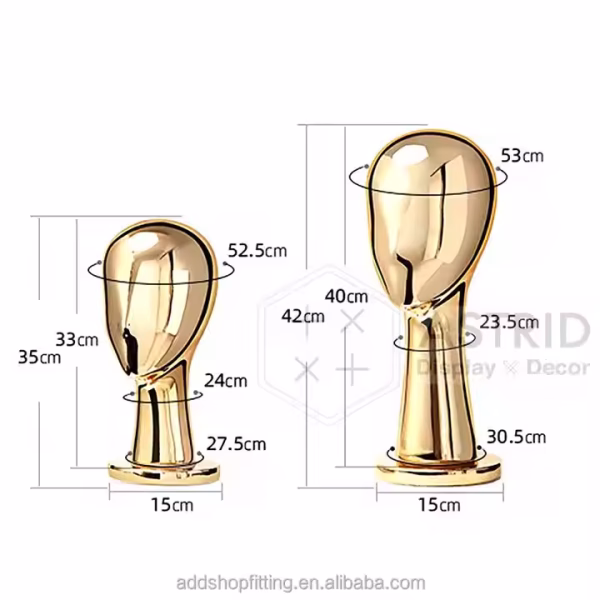 Gold Metal Head Mannequin cap hat Display Holder hair wig display Stand for store - Image 3