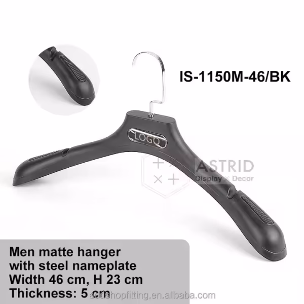 Astrid 40CM Custom Logo PP Black Plastic Clothes Hanger for Store Display - Image 5