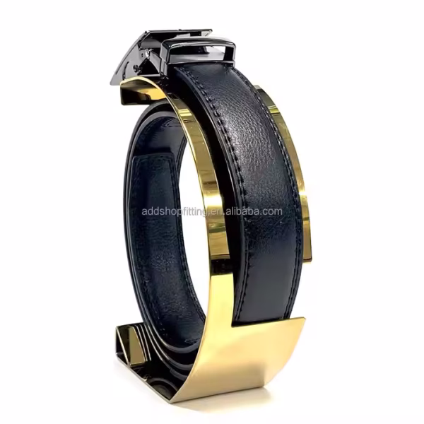 Luxury Stainless Steel Gold Rack Belt Stand Display for Store - Image 2