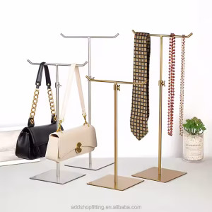 Durable Stainless Steel Custom Logo T Luxury Gold Women Purse Bag Display Stand