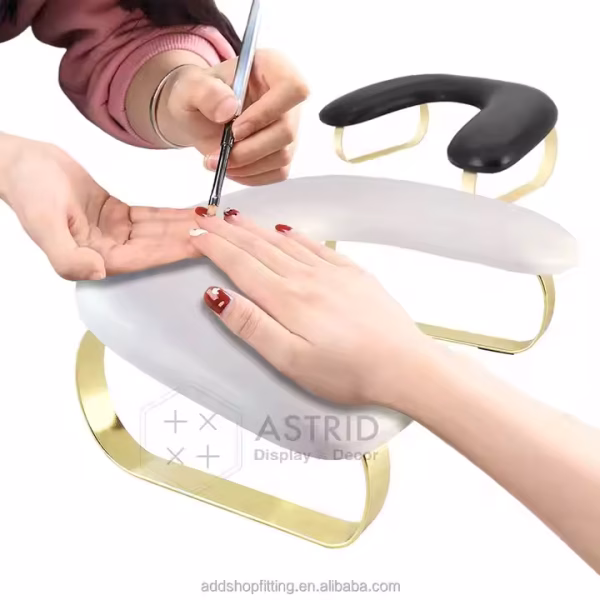 White U-Shaped Manicure Soft PU Leather Nail Art Hand Stand Holder Nail Hand Rest Pillow Cushion for Manicure Salon - Image 2
