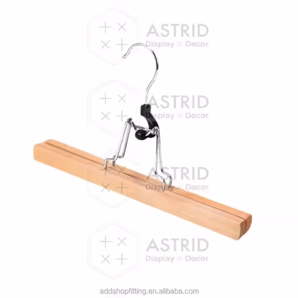 Astrid 30 cm Custom Logo Wood Shop Display Wig Hair Extension Hanger for retail - Image 3