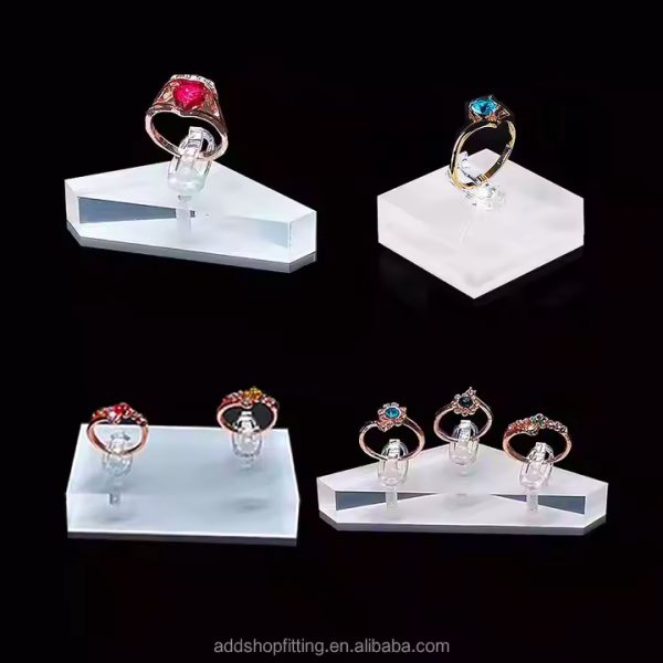 Solid Square Acrylic Jewelry Ring Holder for Store Display