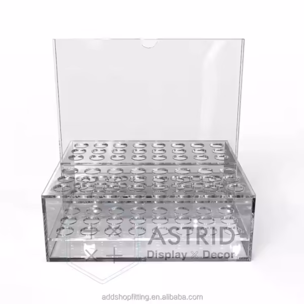 Custom logo 48 Bottles Spa Sign Stand Acrylic case Oil Bottle Perfume Fragrance Display - Image 2