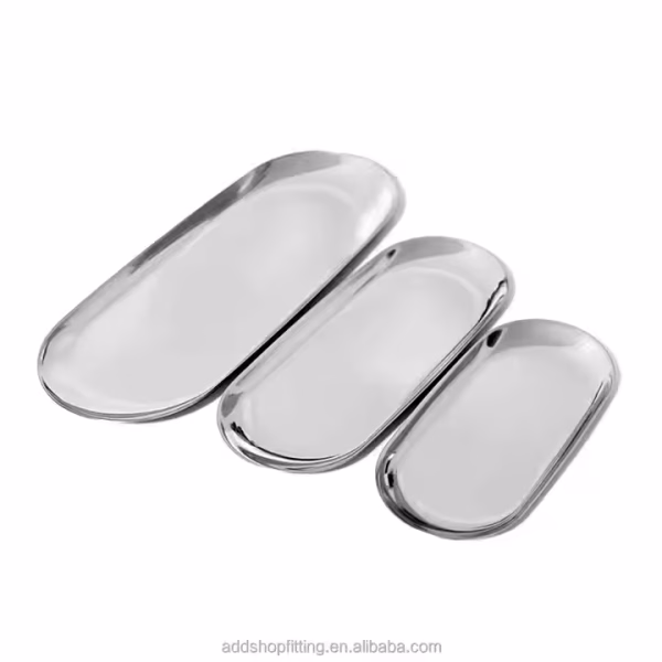 30 cm 23 cm Cusotom logo Stainless Steel Rose Gold Ring Candle Trinket Jewelry Tray - Image 5