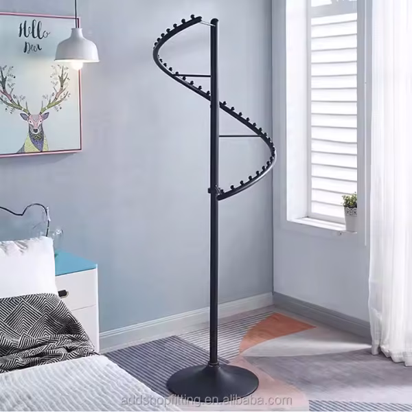 Steel Black High Stand Display Spiral Clothing Rack for Store - Image 3