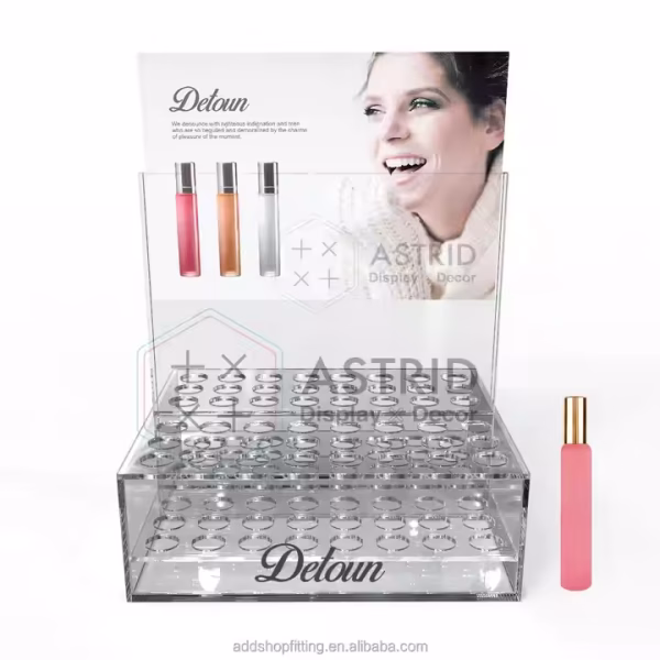 Custom logo Box 48 Bottles Fragrance Sign Organizer Stand Acrylic case Perfume Display
