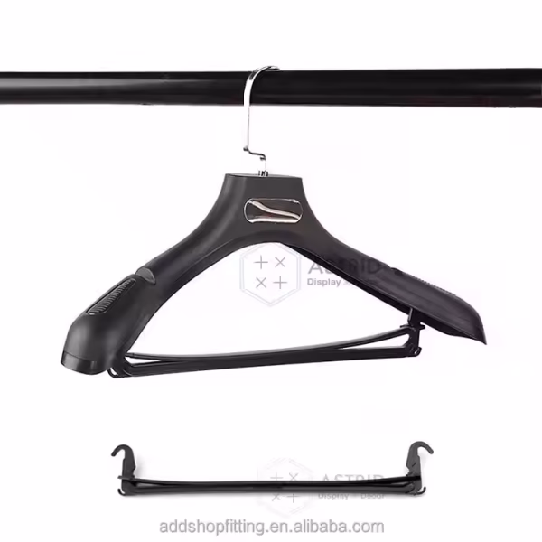 Astrid 40CM Custom Logo PP Black Plastic Clothes Hanger for Store Display - Image 2