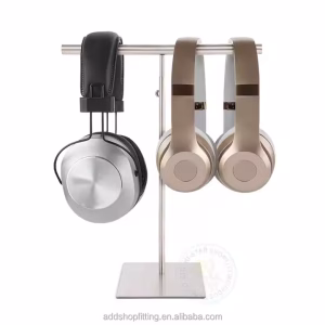 Custom Logo Gold Earphone Headphone Headset Stand Modern Stainless Steel Retail Display Holder for Home Use