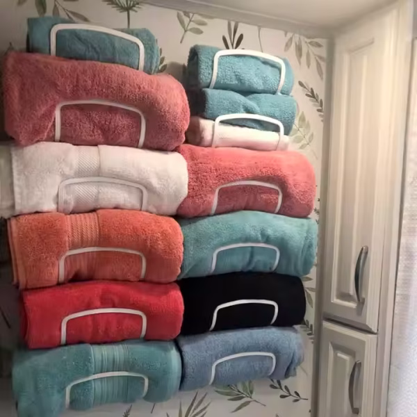6 Layers Wall Mounted Metal Towel Holder for Bathroom Decor Sets - Image 5