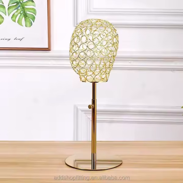 Gold Hollow Adjustable Mannequin Head Display Cap Hat Stand for Shop - Image 3