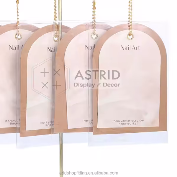 Golden T Steel Acrylic Base Holder Stand Polish Sample Card Nail Display for Store Retail Home - Image 5