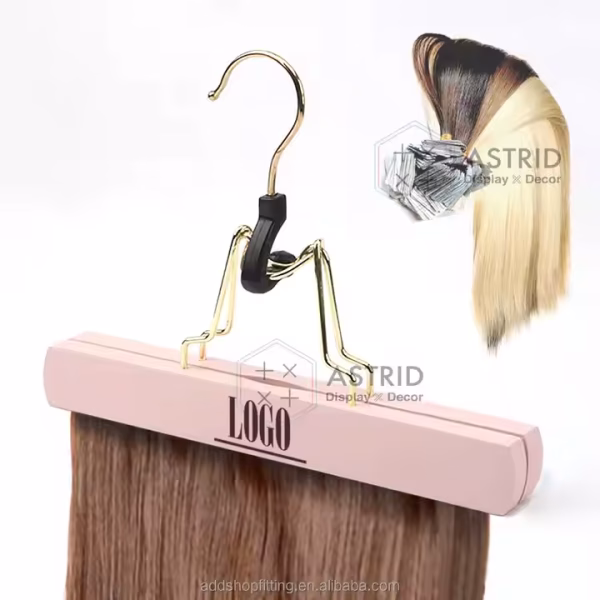 Astrid 23 CM Wooden Brand Custom logo Wig Hair Extensions Hanger for Display - Image 5